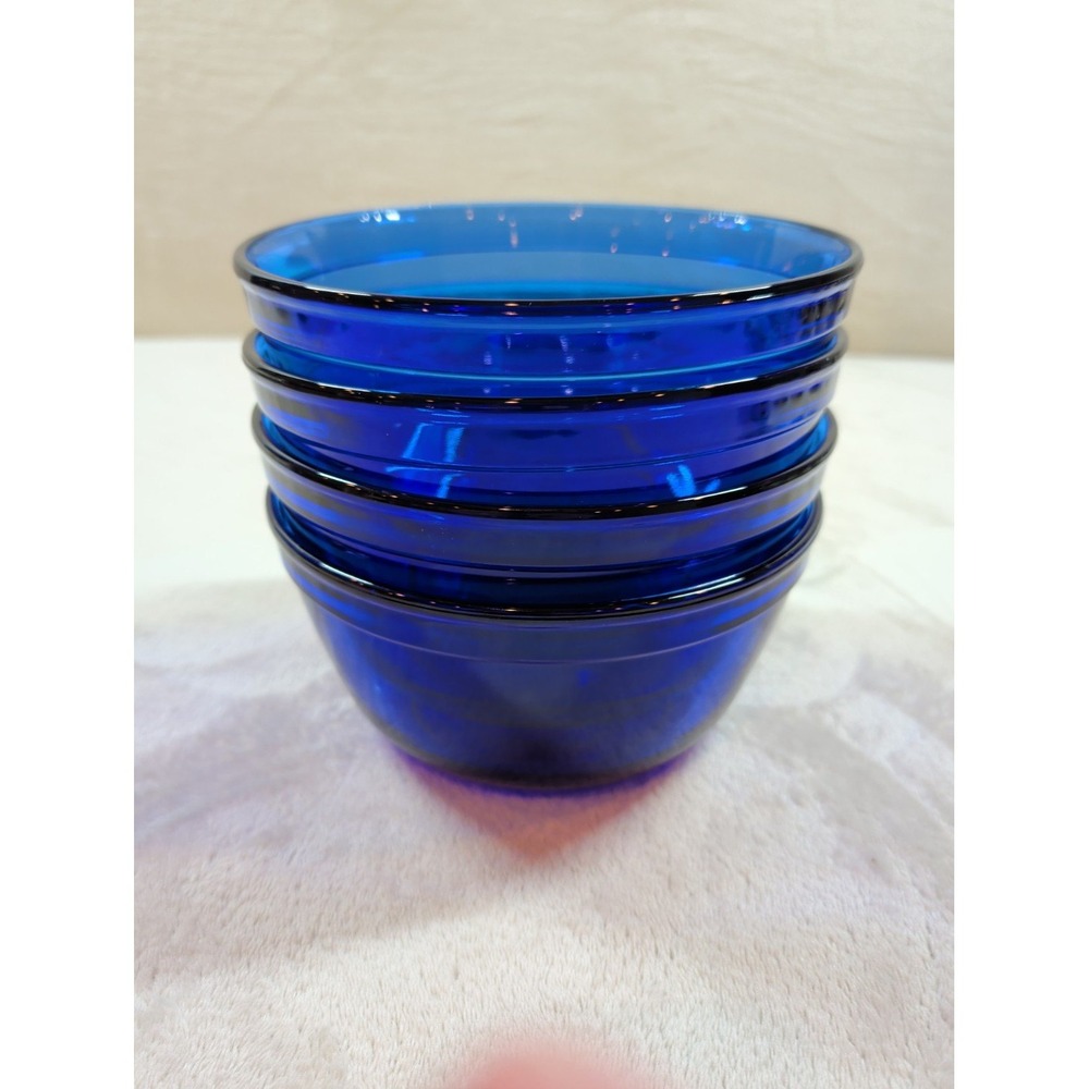 Anchor Hocking Cobalt Blue Glass Mixing Bowls 1.5 Qt Set of 4 Made in USA - Picture 2 of 8